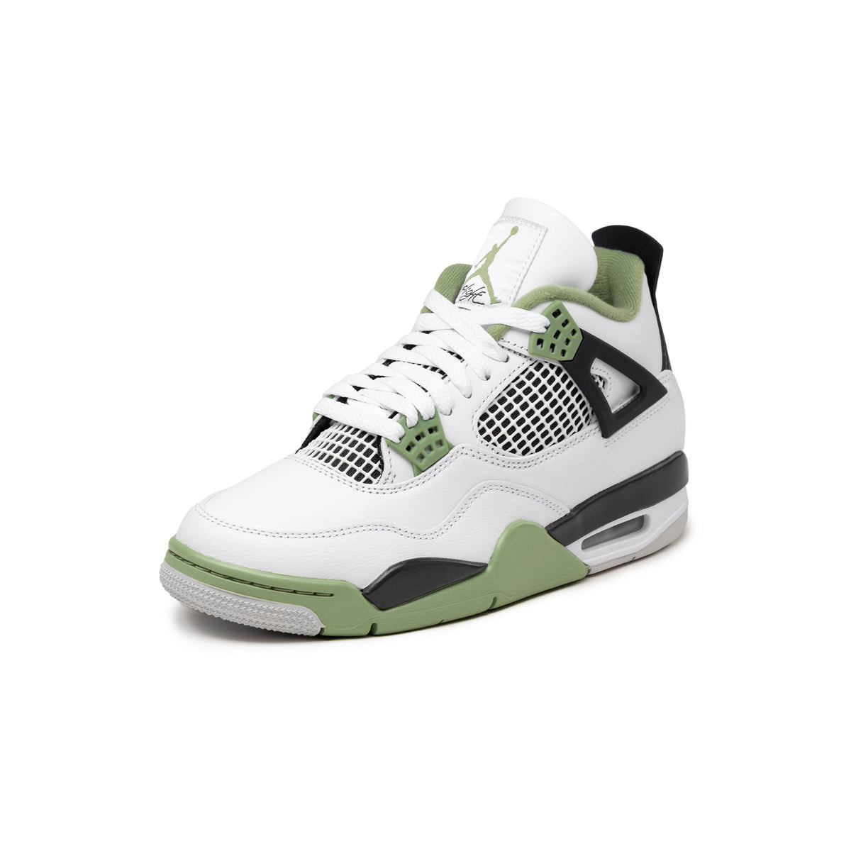 Jordan - WMNS AIR JORDAN 4 RETRO 'WHITE/OIL GREEN-DARK ASH-NEUTRAL GREY' -  VegNonVeg