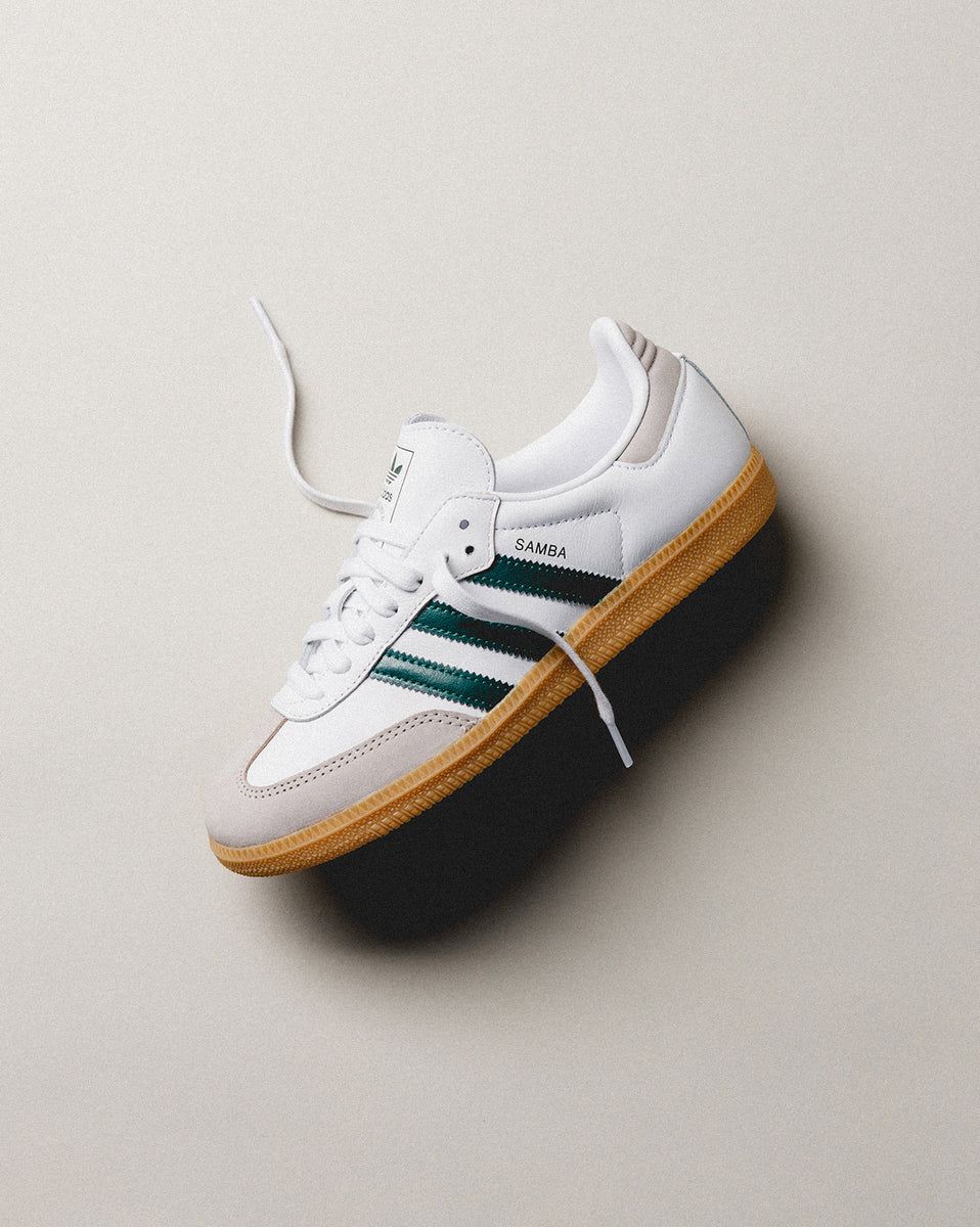 Adidas samba og white collegiate green vapour green best sale