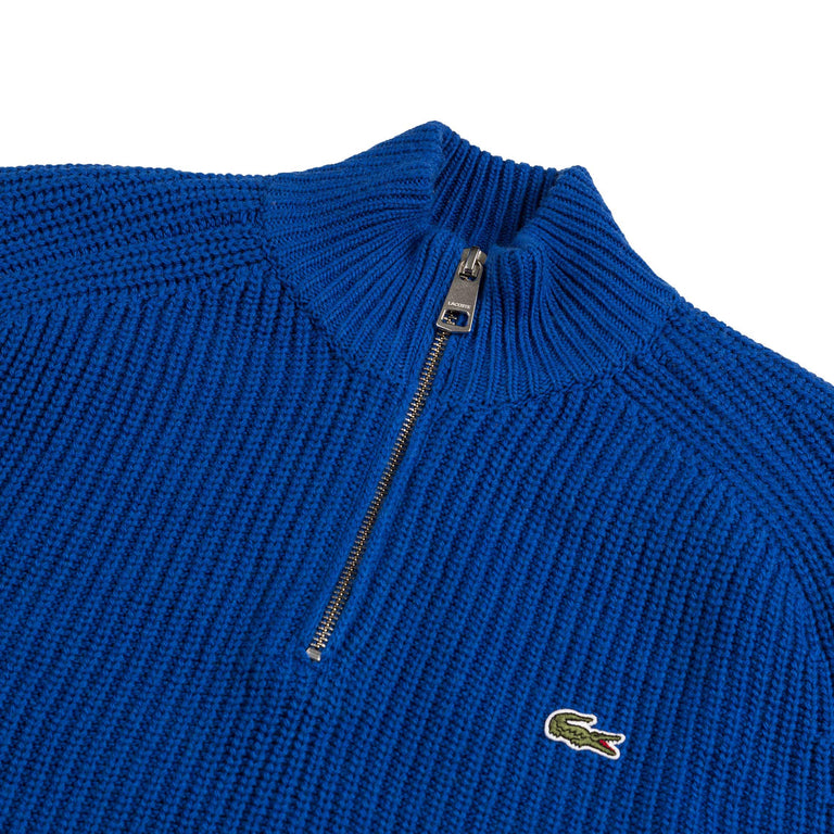 Lacoste Zipped High Neck Carded Wool Sweater