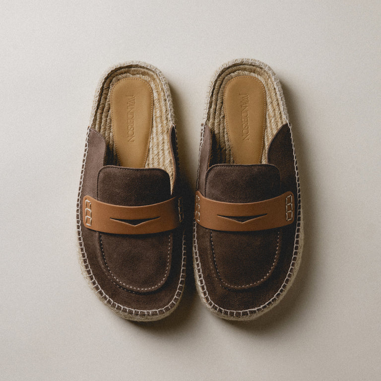 JW Anderson Suede Espadrille Loafer Mule onfeet