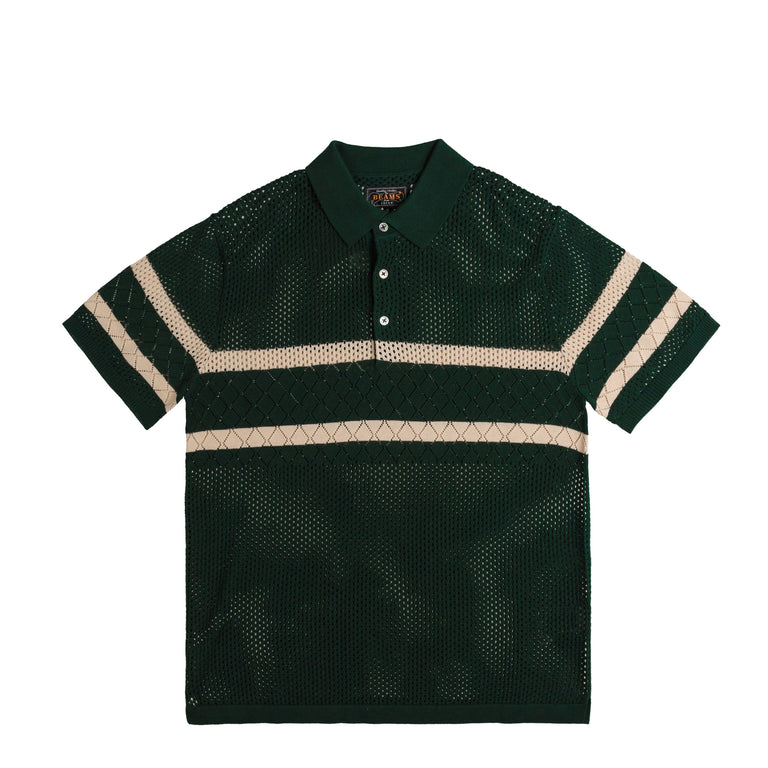 Beams Plus Knit Polo Mesh Stripe