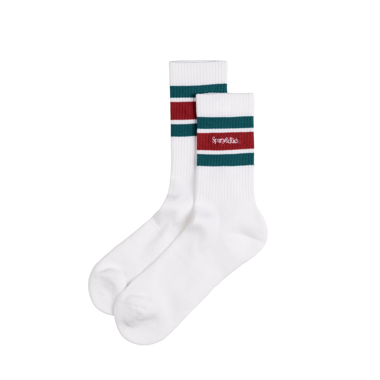 Sporty & Rich Serif Logo Striped Socks