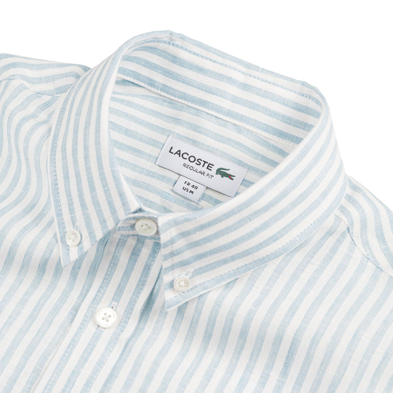 Lacoste Regular Fit Striped Linen Shirt