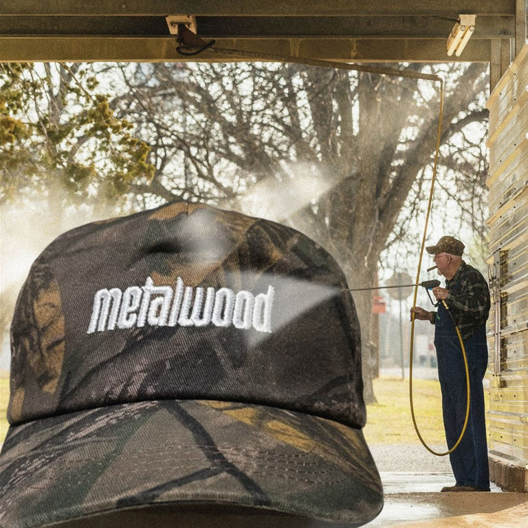 Metalwood Metal Logo 5-Panel Hat onfeet