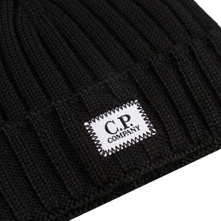 C.P. Company Extra Fine Merino Wool Logo Beanie