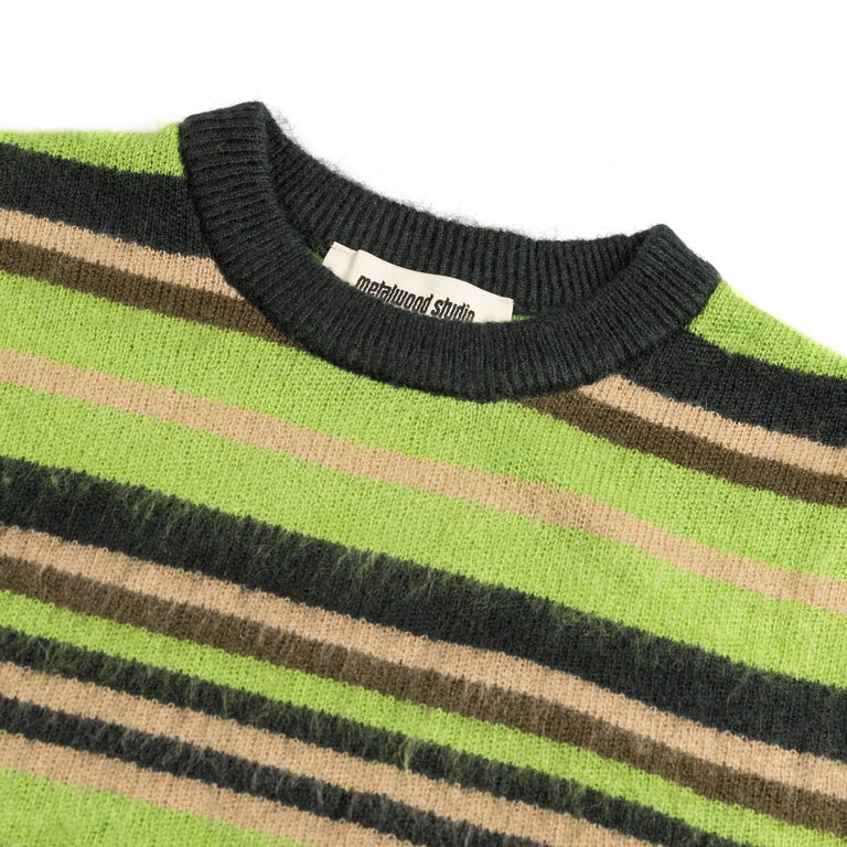 Metalwood Striped Mohair Knit Sweater