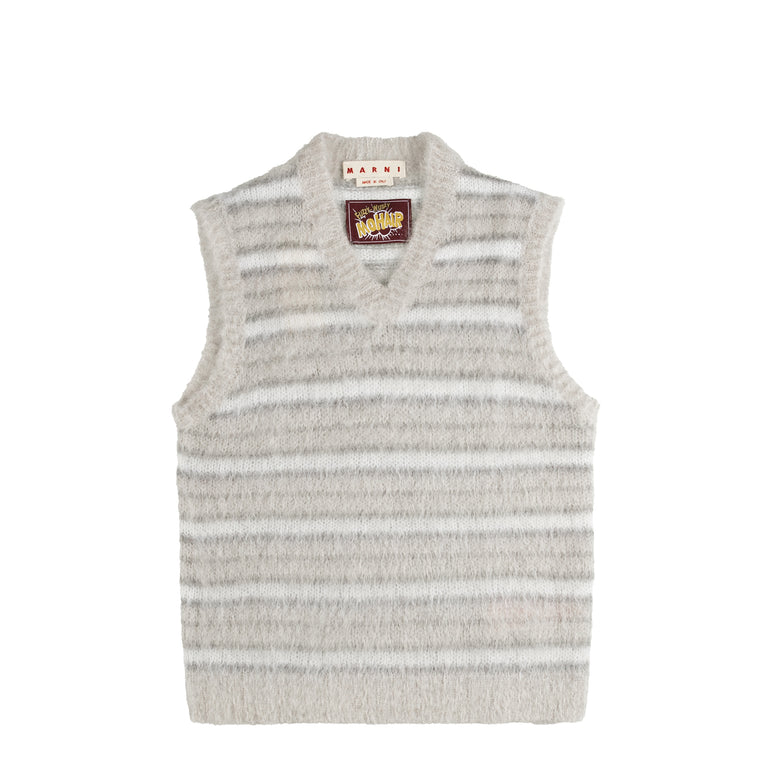 Marni Cream Striped Mohair Vest