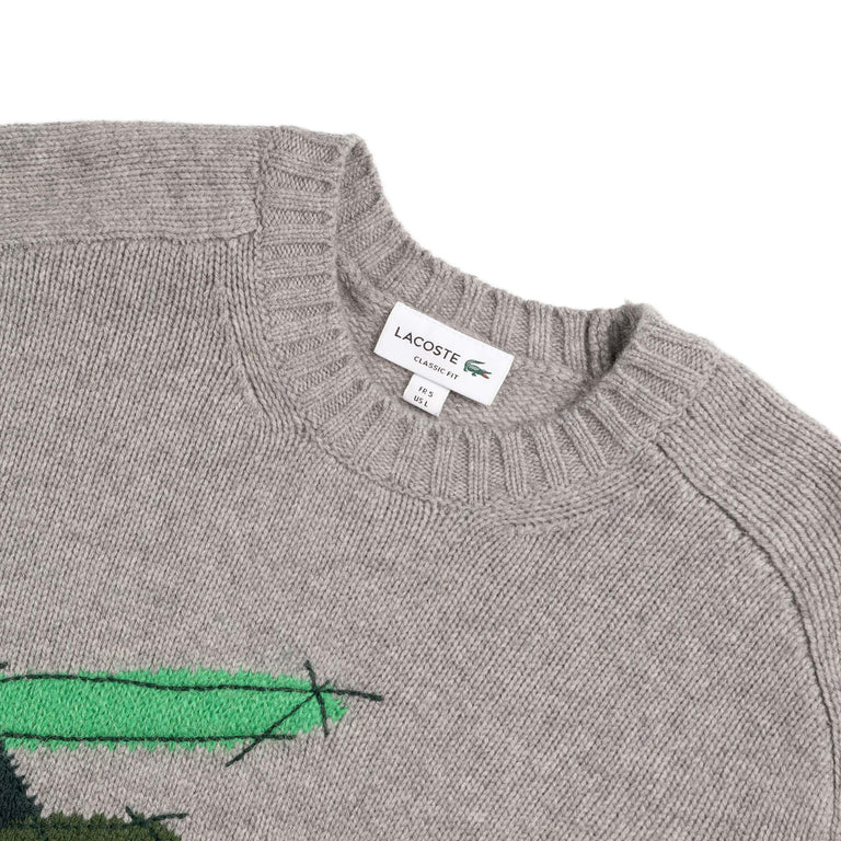 Lacoste Crocodile Motif Wool Crew Neck Sweater