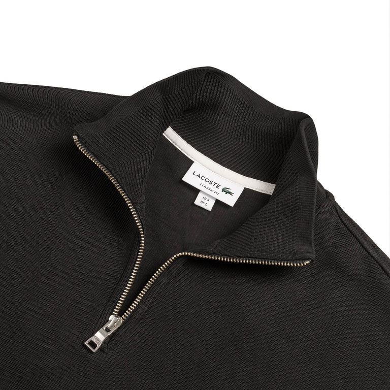 Lacoste Zippered Stand Up Collar Cotton Sweatshirt