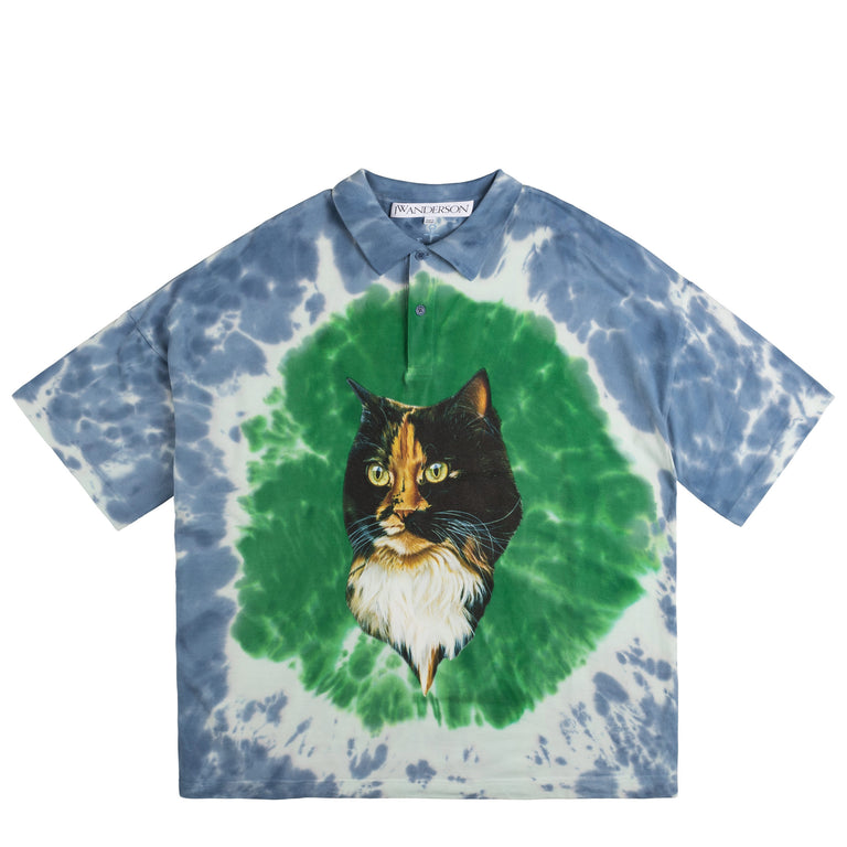 JW Anderson Cat Print Tie Dye Polo Shirt
