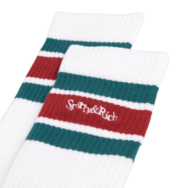 Sporty & Rich Serif Logo Striped Socks