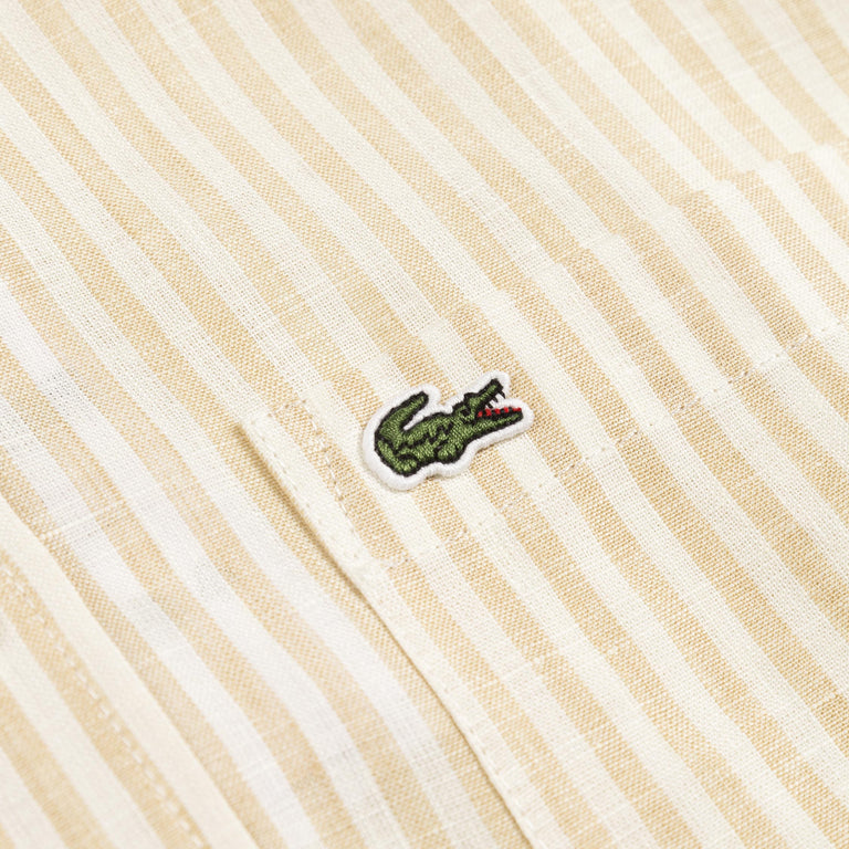 Lacoste Regular Fit Striped Linen Shirt