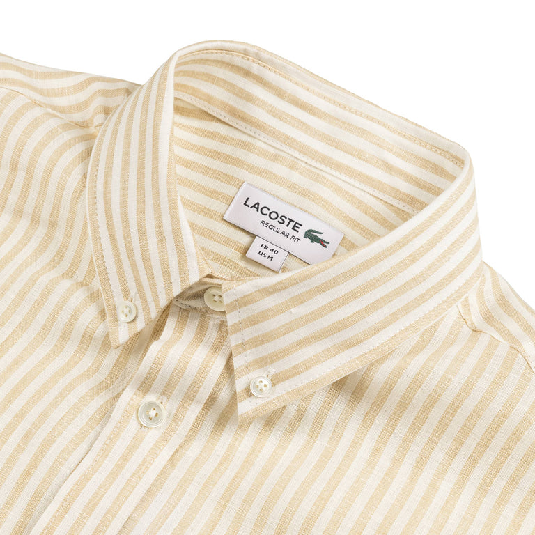 Lacoste Regular Fit Striped Linen Shirt