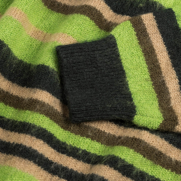 Metalwood Striped Mohair Knit Sweater