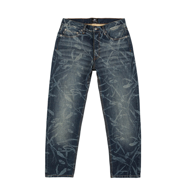 Patta Leaves Laser Printed Denim Jeans