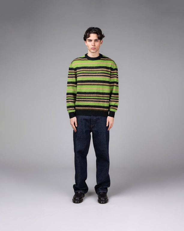 Metalwood Striped Mohair Knit Sweater