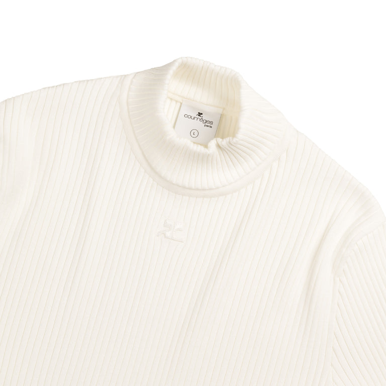 Courreges Reedition Rib Knit Mockneck Sweater