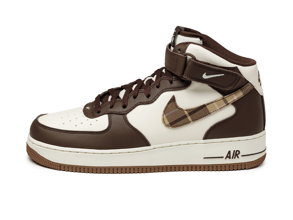 Nike AIR FORCE 1 MID '07 LX 'Brown Plaid' Brown/Beige - PALE IVORY/CACAO  WOW-PINK BLOOM